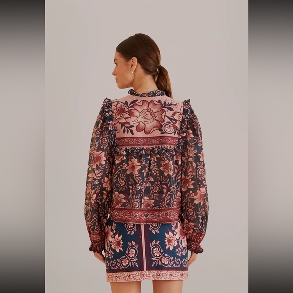 NWT Farm Rio Team Ainika Charm Long Sleeve Blouse - Picture 2 of 4